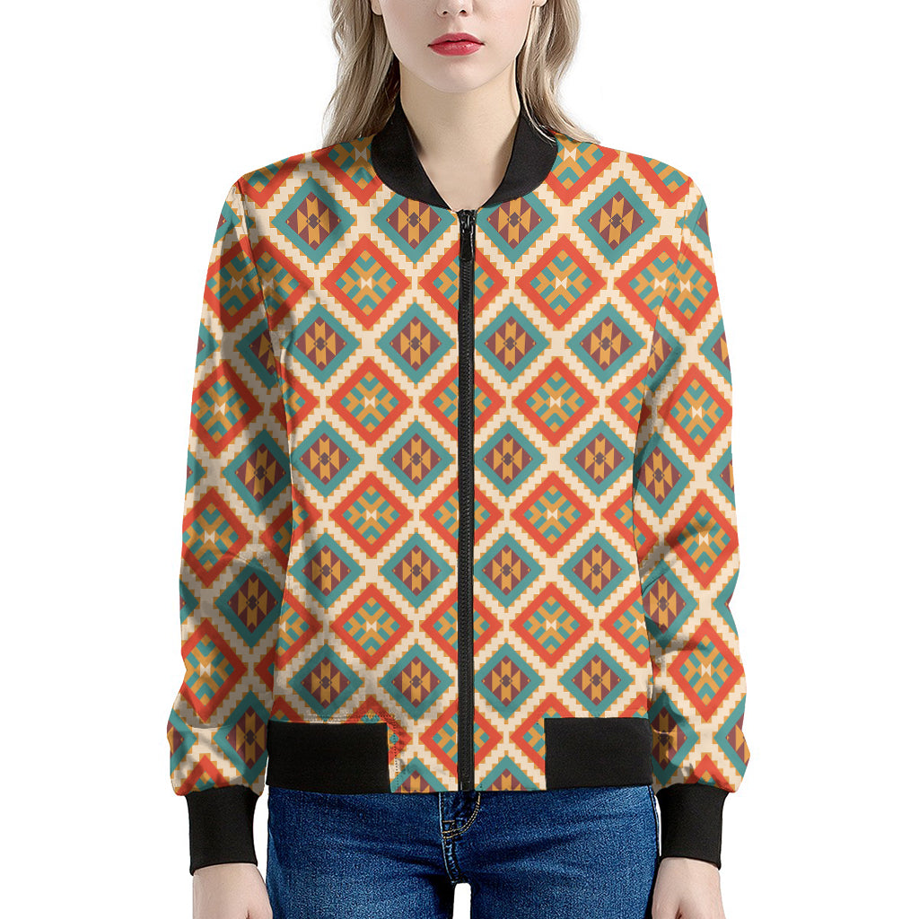 Ancient Geometric Navajo Print Women's Bomber Jacket