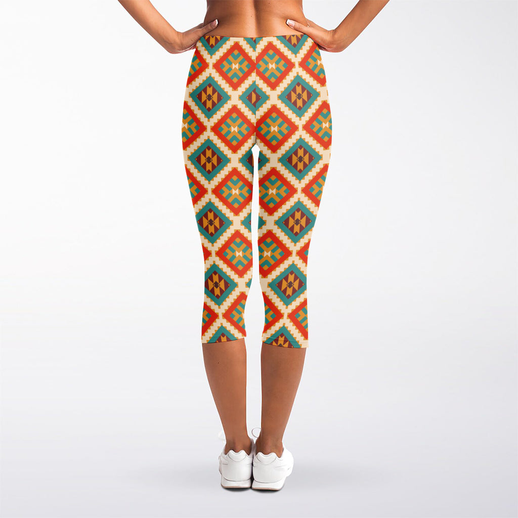 Ancient Geometric Navajo Print Women's Capri Leggings