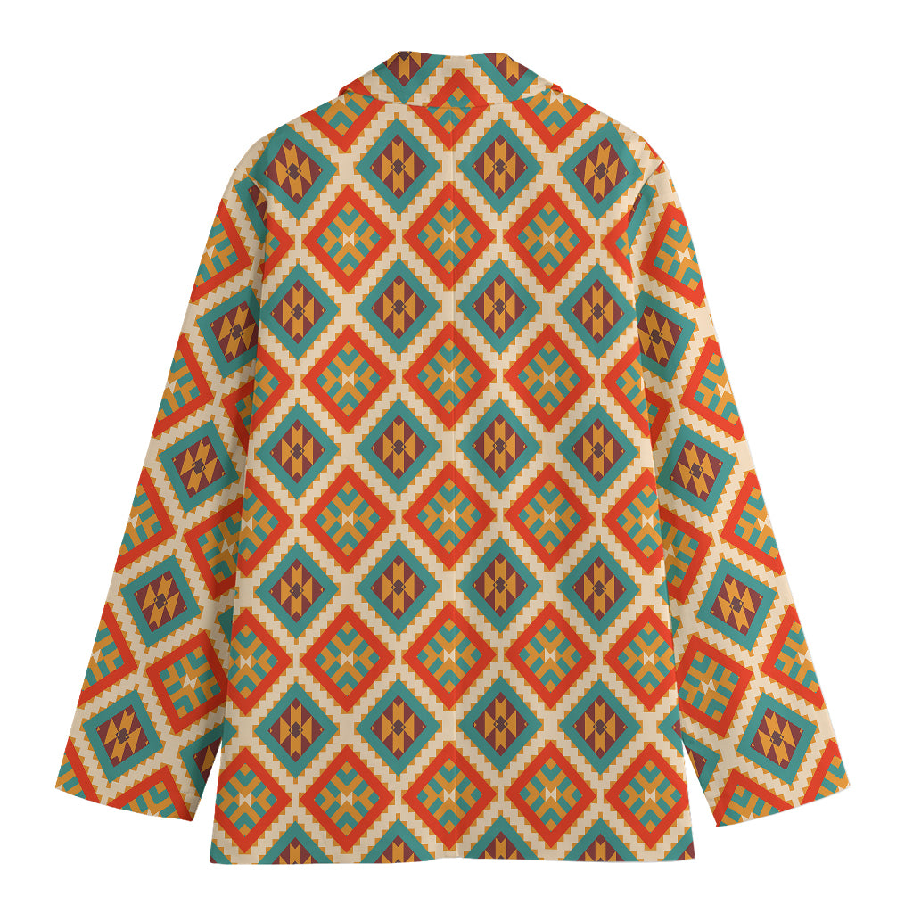Ancient Geometric Navajo Print Women's Cotton Blazer
