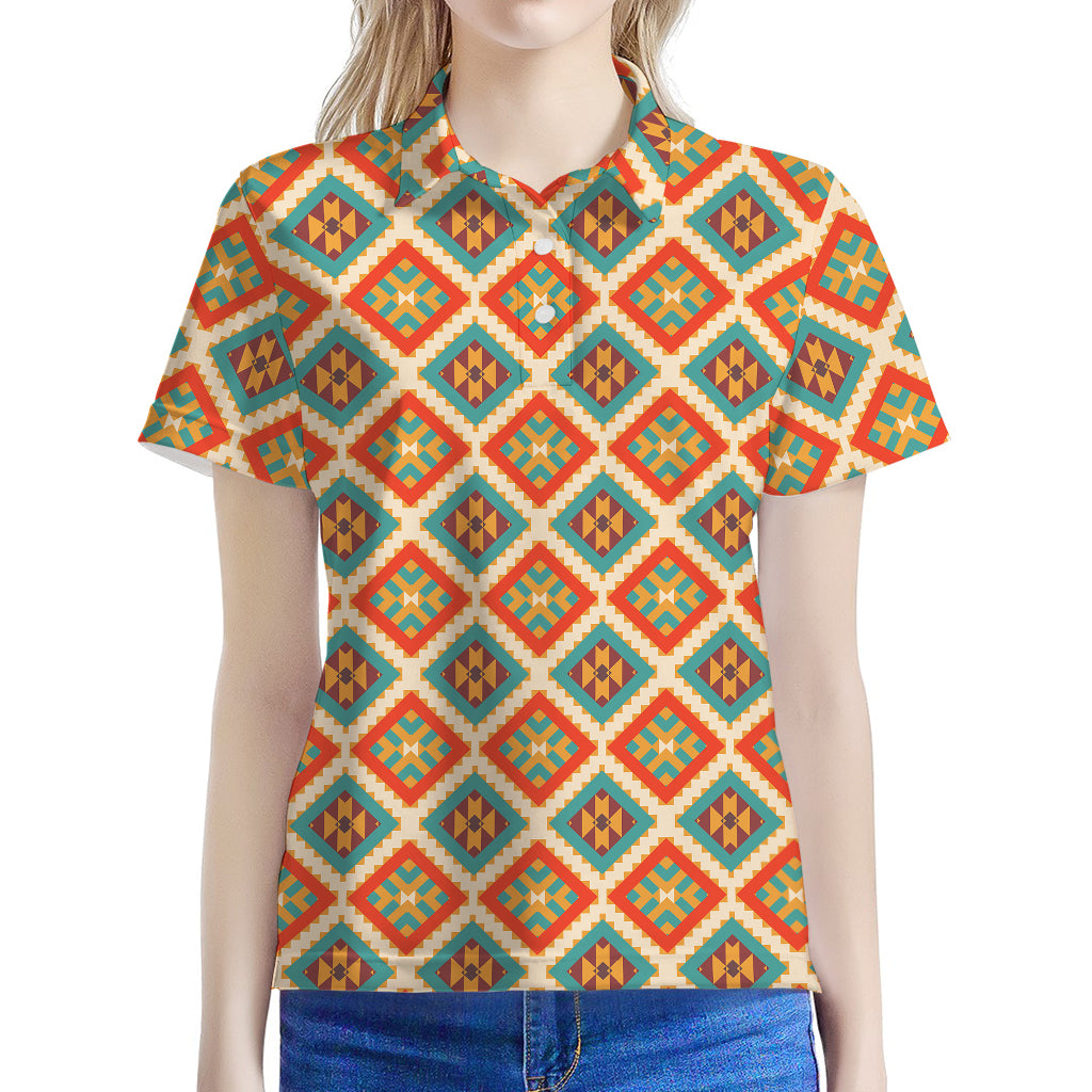 Ancient Geometric Navajo Print Women's Polo Shirt