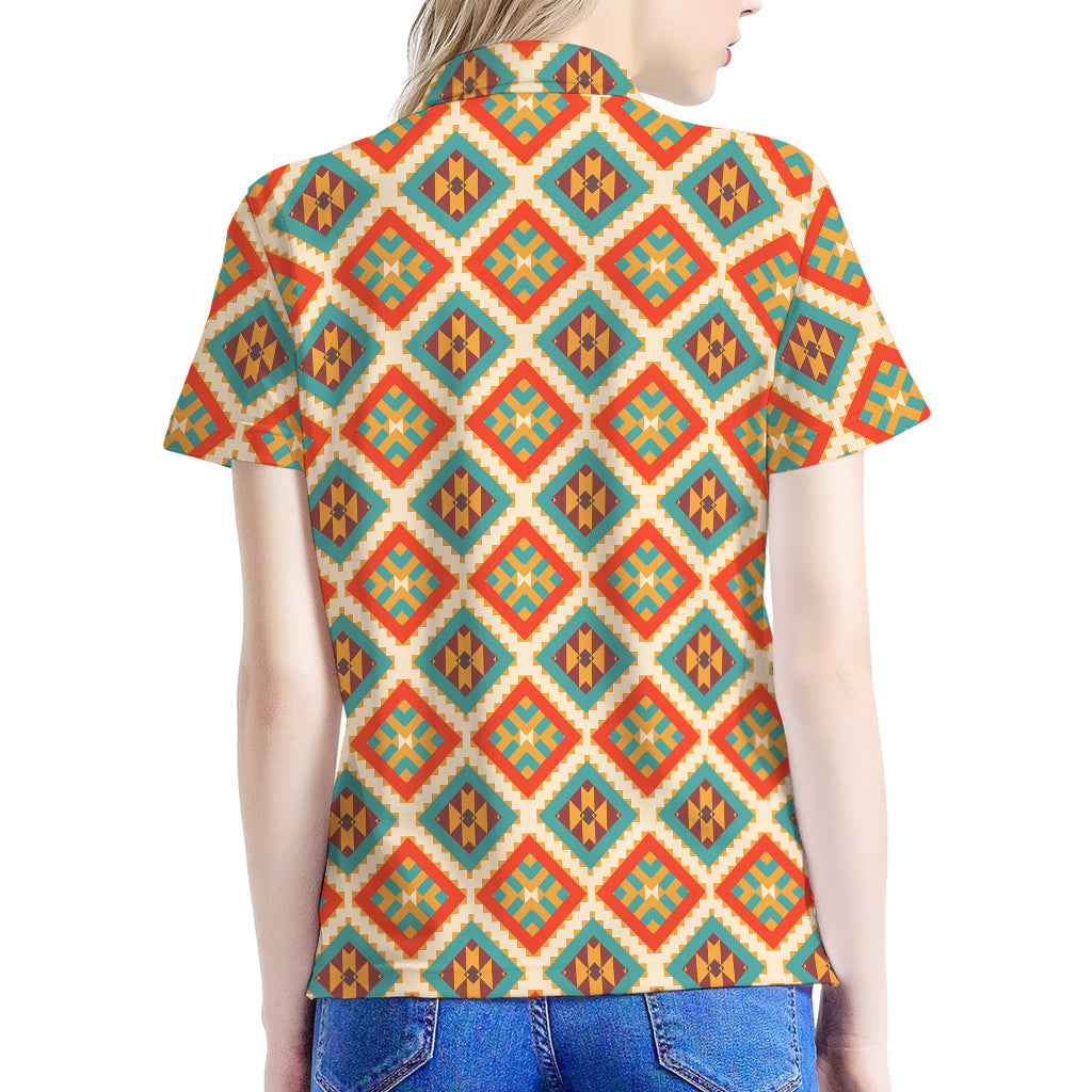Ancient Geometric Navajo Print Women's Polo Shirt