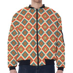 Ancient Geometric Navajo Print Zip Sleeve Bomber Jacket