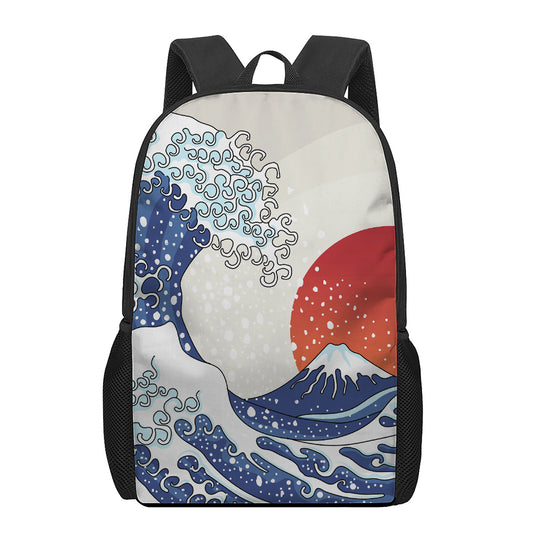 Ancient Great Japanese Wave Print 17 Inch Backpack