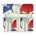 Ancient Great Japanese Wave Print 3 Piece Kitchen Curtains