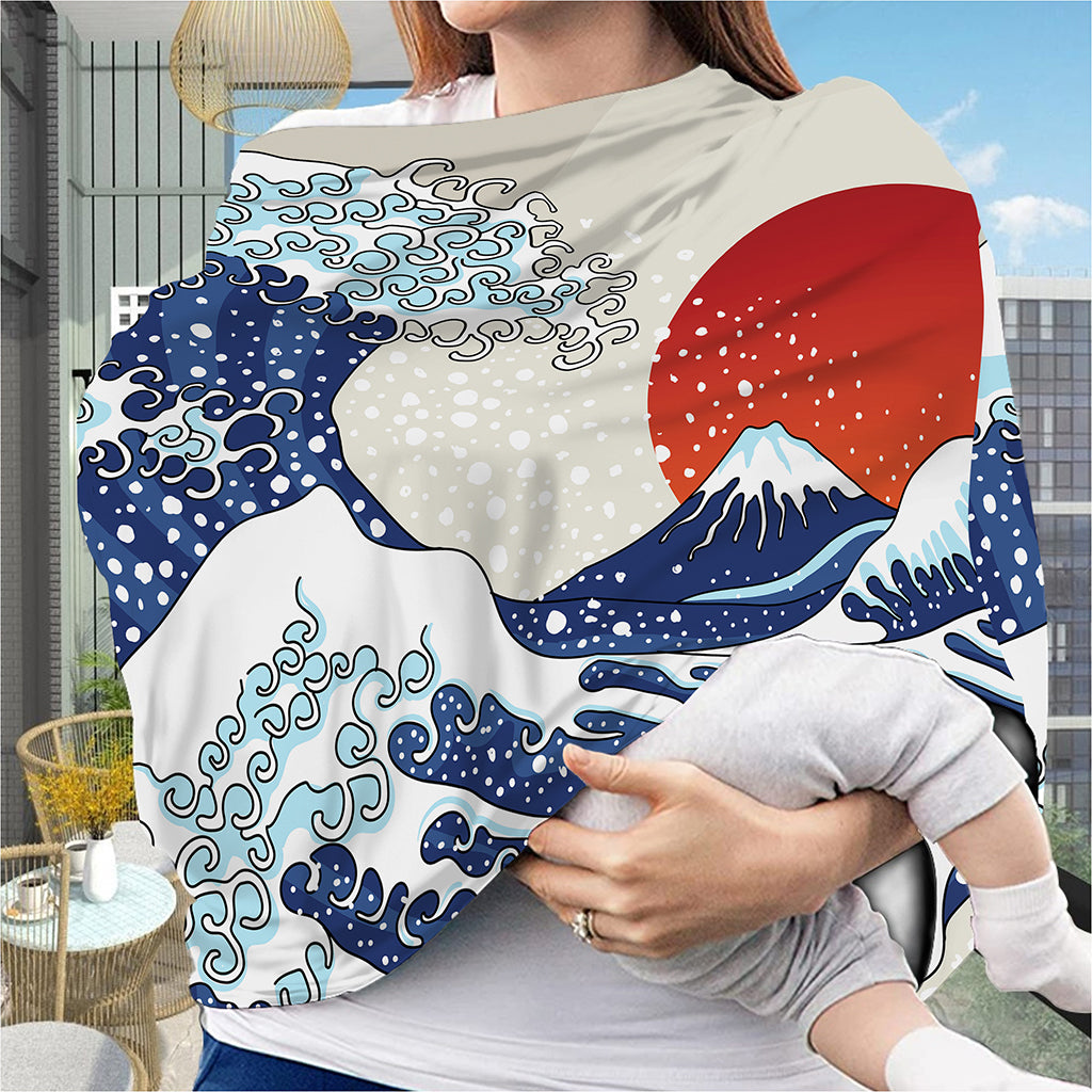 Ancient Great Japanese Wave Print Baby Seat Cover