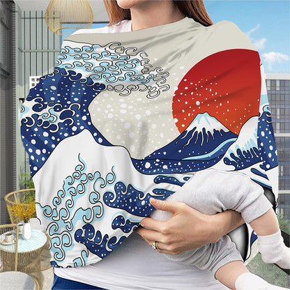 Ancient Great Japanese Wave Print Baby Seat Cover
