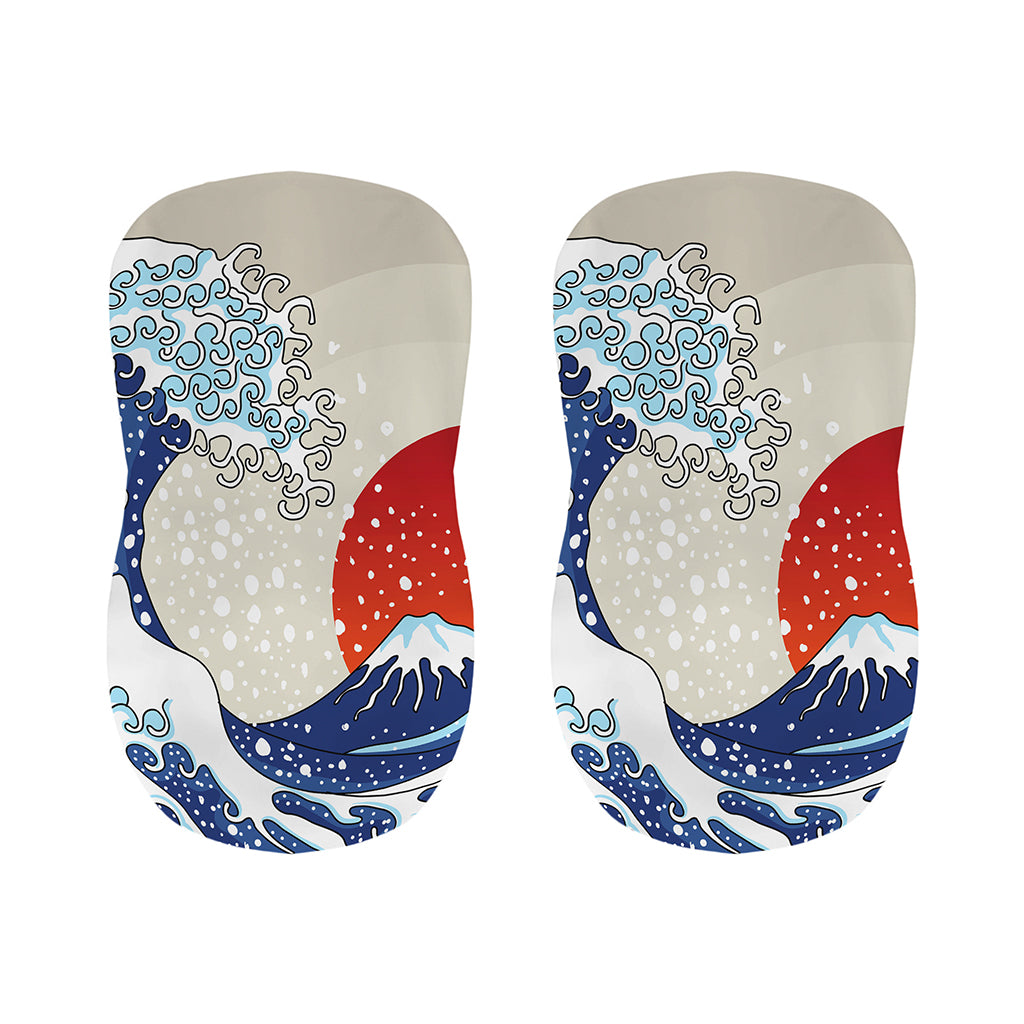 Ancient Great Japanese Wave Print Bar Stool Covers