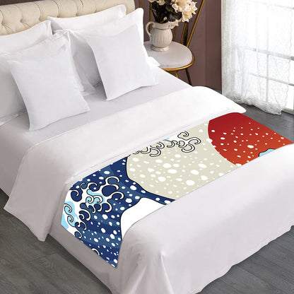 Ancient Great Japanese Wave Print Bed Runner