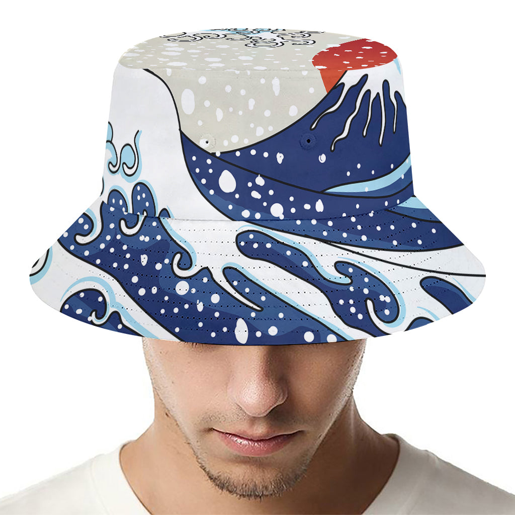 Ancient Great Japanese Wave Print Bucket Hat