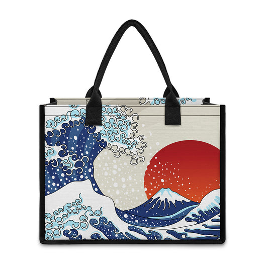 Ancient Great Japanese Wave Print Canvas Tote Bag