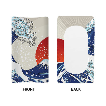 Ancient Great Japanese Wave Print Changing Pad Cover