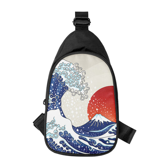 Ancient Great Japanese Wave Print Chest Bag