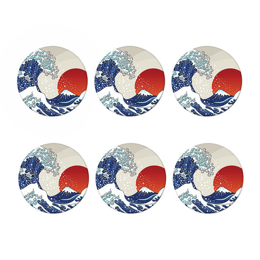 Ancient Great Japanese Wave Print Coaster Set