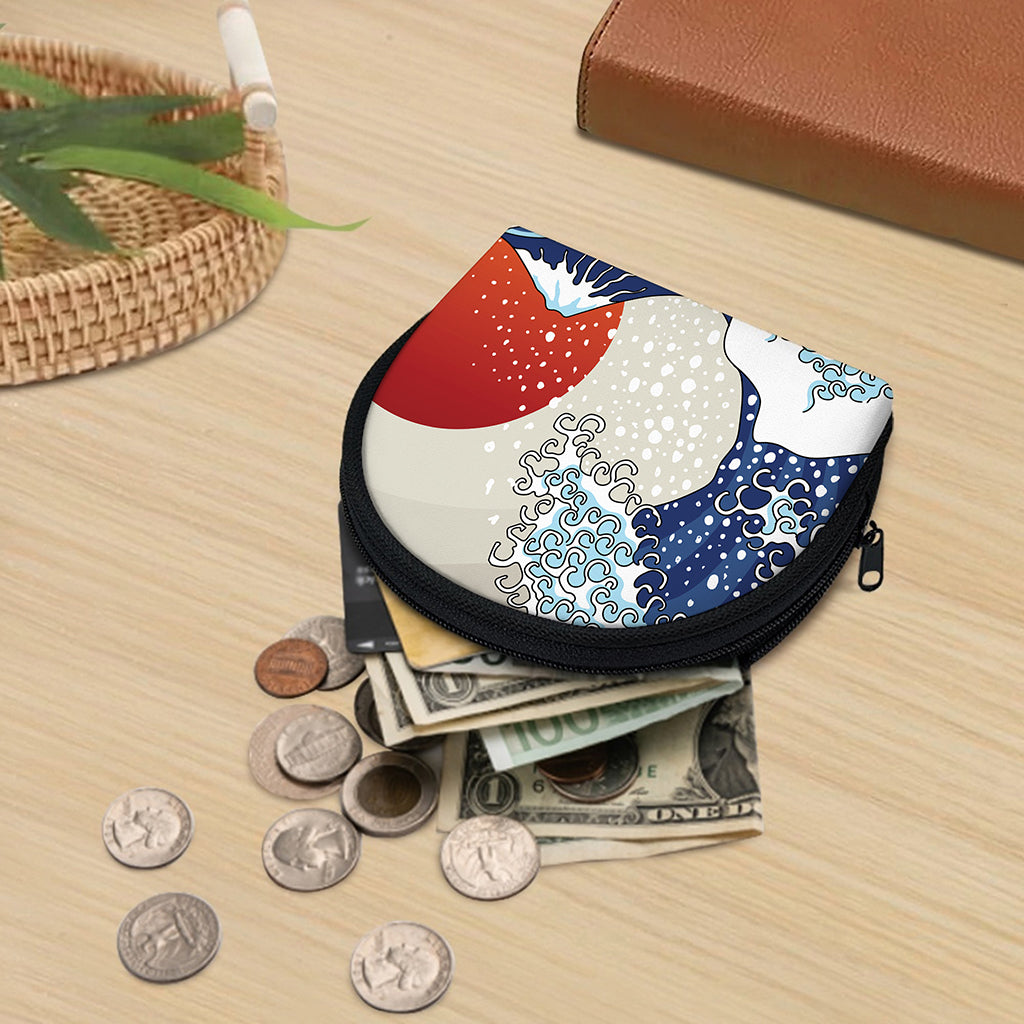 Ancient Great Japanese Wave Print Coin Purse