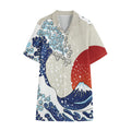 Ancient Great Japanese Wave Print Cotton Hawaiian Shirt
