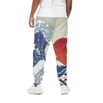 Ancient Great Japanese Wave Print Cotton Pants