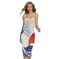 Ancient Great Japanese Wave Print Cross Back Cami Dress
