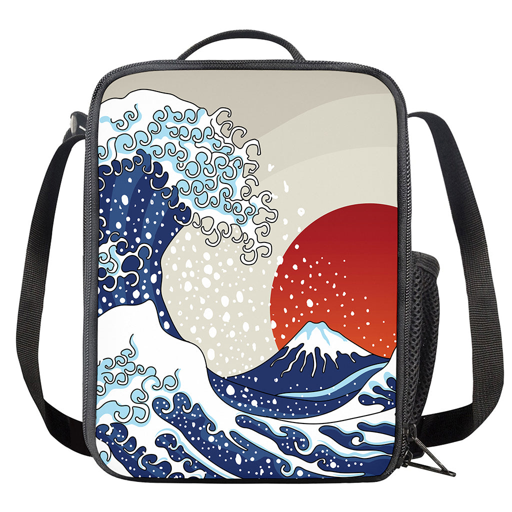 Ancient Great Japanese Wave Print Crossbody Lunch Bag