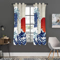 Ancient Great Japanese Wave Print Grommet Curtain Panels