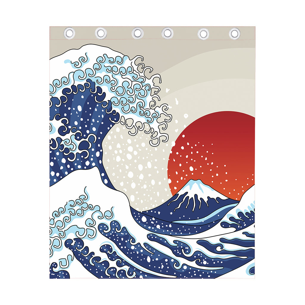 Ancient Great Japanese Wave Print Curtain