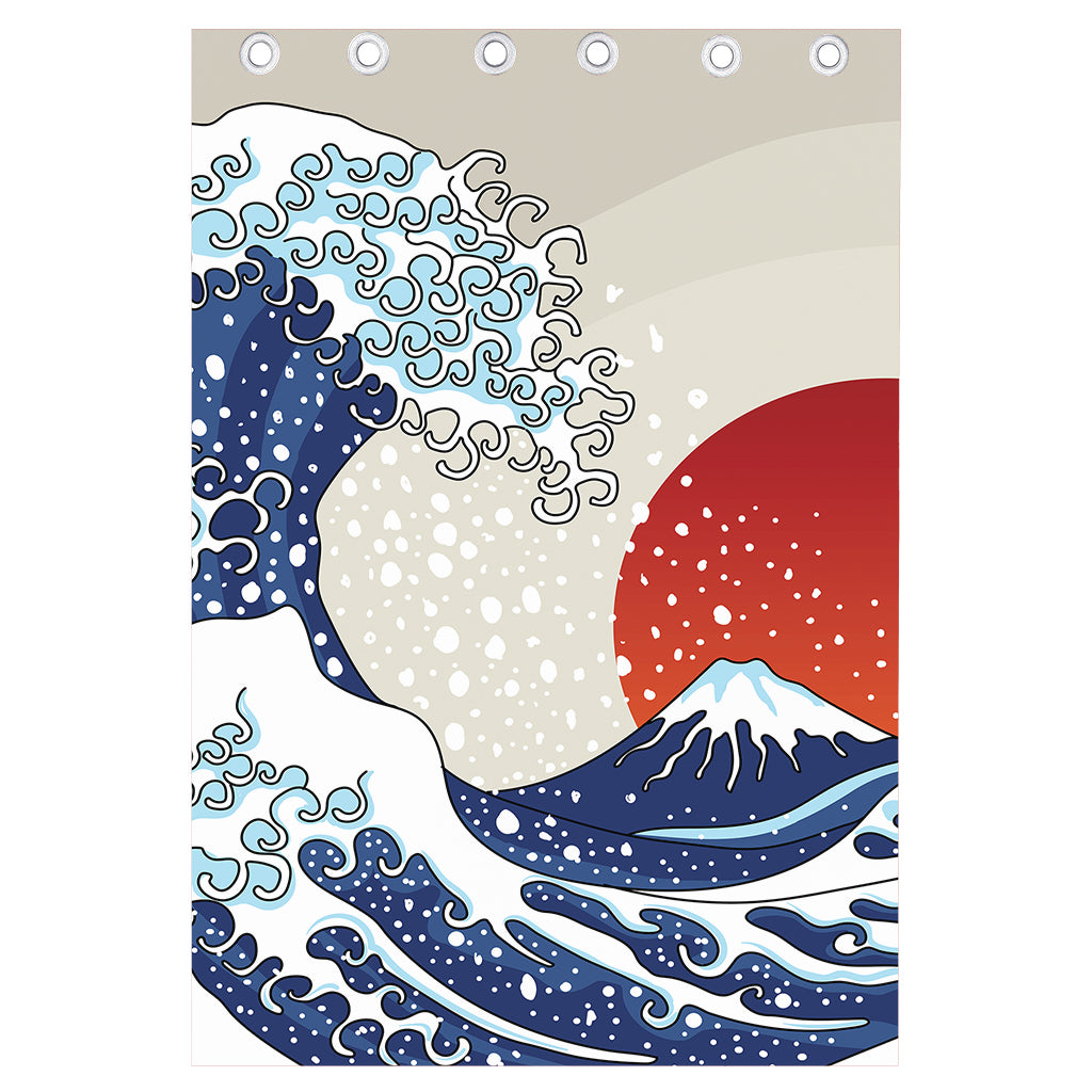 Ancient Great Japanese Wave Print Curtain