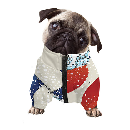 Ancient Great Japanese Wave Print Dog Zip Up Jacket