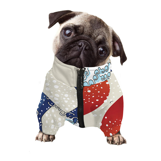 Ancient Great Japanese Wave Print Dog Zip Up Jacket