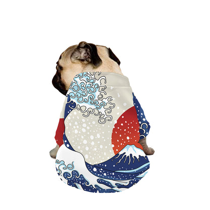 Ancient Great Japanese Wave Print Dog Zip Up Jacket
