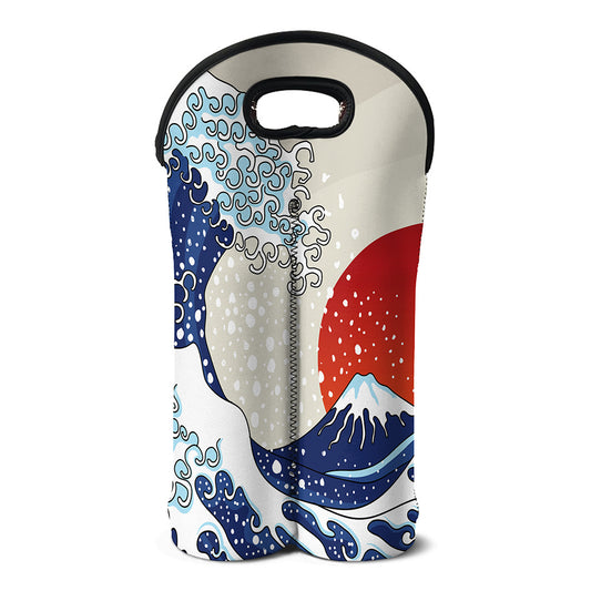 Ancient Great Japanese Wave Print Double Neoprene Wine Tote