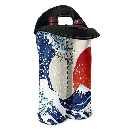 Ancient Great Japanese Wave Print Double Neoprene Wine Tote