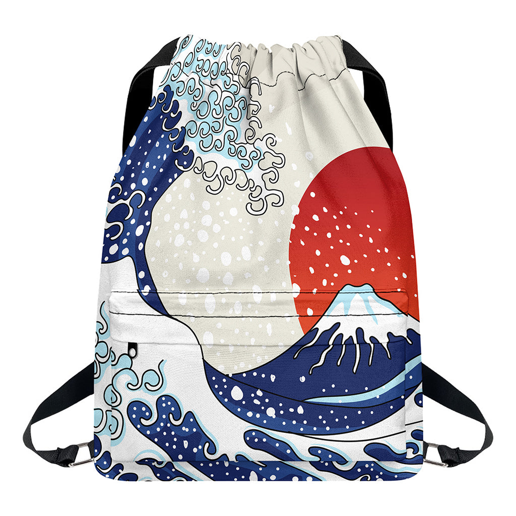 Ancient Great Japanese Wave Print Drawstring Backpack