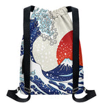 Ancient Great Japanese Wave Print Drawstring Backpack