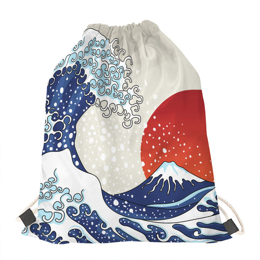 Ancient Great Japanese Wave Print Drawstring Bag