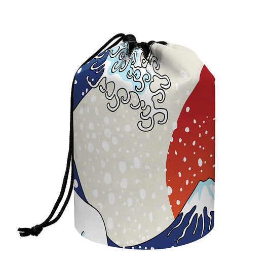 Ancient Great Japanese Wave Print Drawstring Makeup Bag