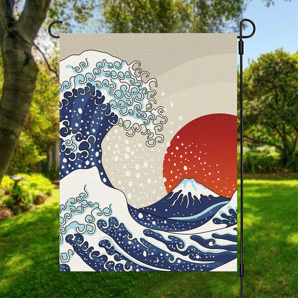 Ancient Great Japanese Wave Print Garden Flag