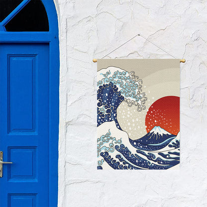 Ancient Great Japanese Wave Print Garden Flag