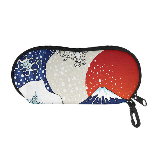 Ancient Great Japanese Wave Print Glasses Case