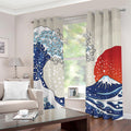 Ancient Great Japanese Wave Print Grommet Curtains