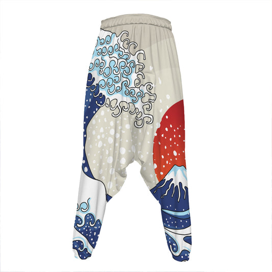 Ancient Great Japanese Wave Print Hammer Pants