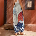 Ancient Great Japanese Wave Print Harem Pants