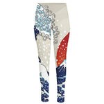 Ancient Great Japanese Wave Print High-Waisted Pocket Leggings