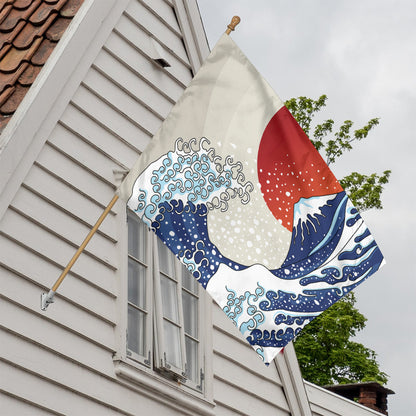 Ancient Great Japanese Wave Print House Flag
