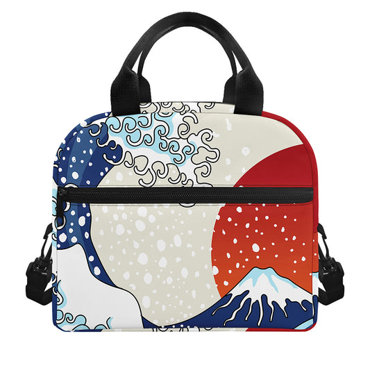 Ancient Great Japanese Wave Print Insulated Lunch Bag