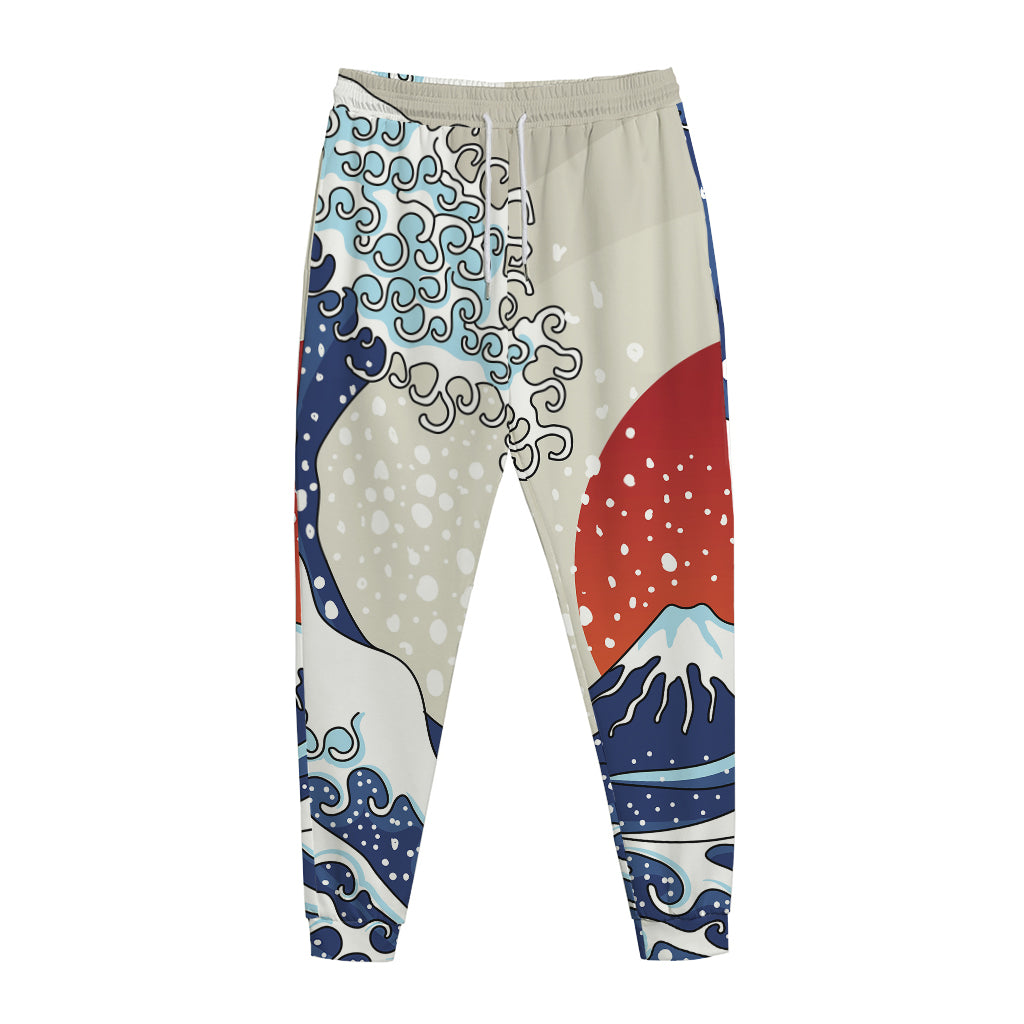 Ancient Great Japanese Wave Print Jogger Pants
