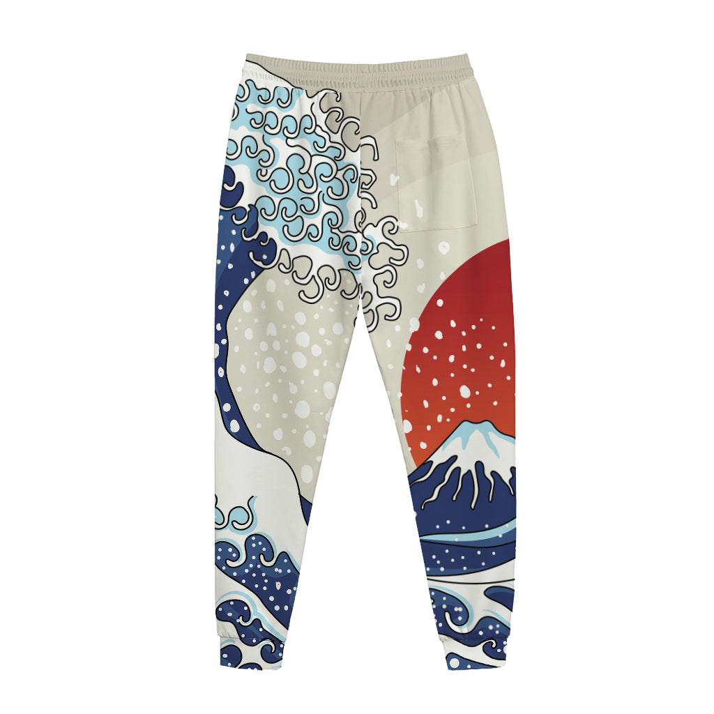 Ancient Great Japanese Wave Print Jogger Pants