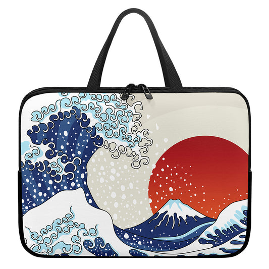 Ancient Great Japanese Wave Print Laptop Sleeve With Handle