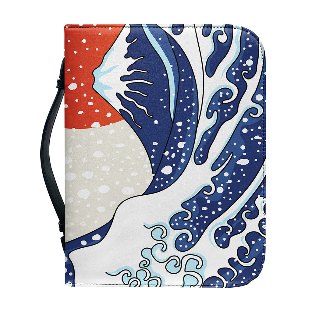 Ancient Great Japanese Wave Print Leather Bible Cover