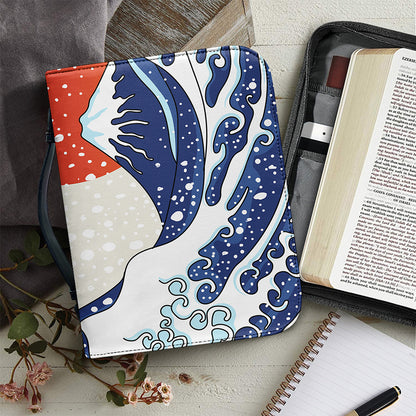 Ancient Great Japanese Wave Print Leather Bible Cover
