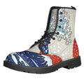 Ancient Great Japanese Wave Print Lace-Up Boots