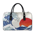 Ancient Great Japanese Wave Print Leather Duffel Bag